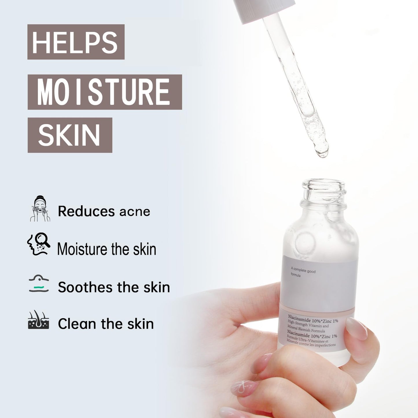 MIZEEYE Niacinamide Serum for Face, 2PCS Moisture Niacinamide Face Serum for Women, Niacinamide 10% + Zinc 1% Serum For Acne, Refreshing.