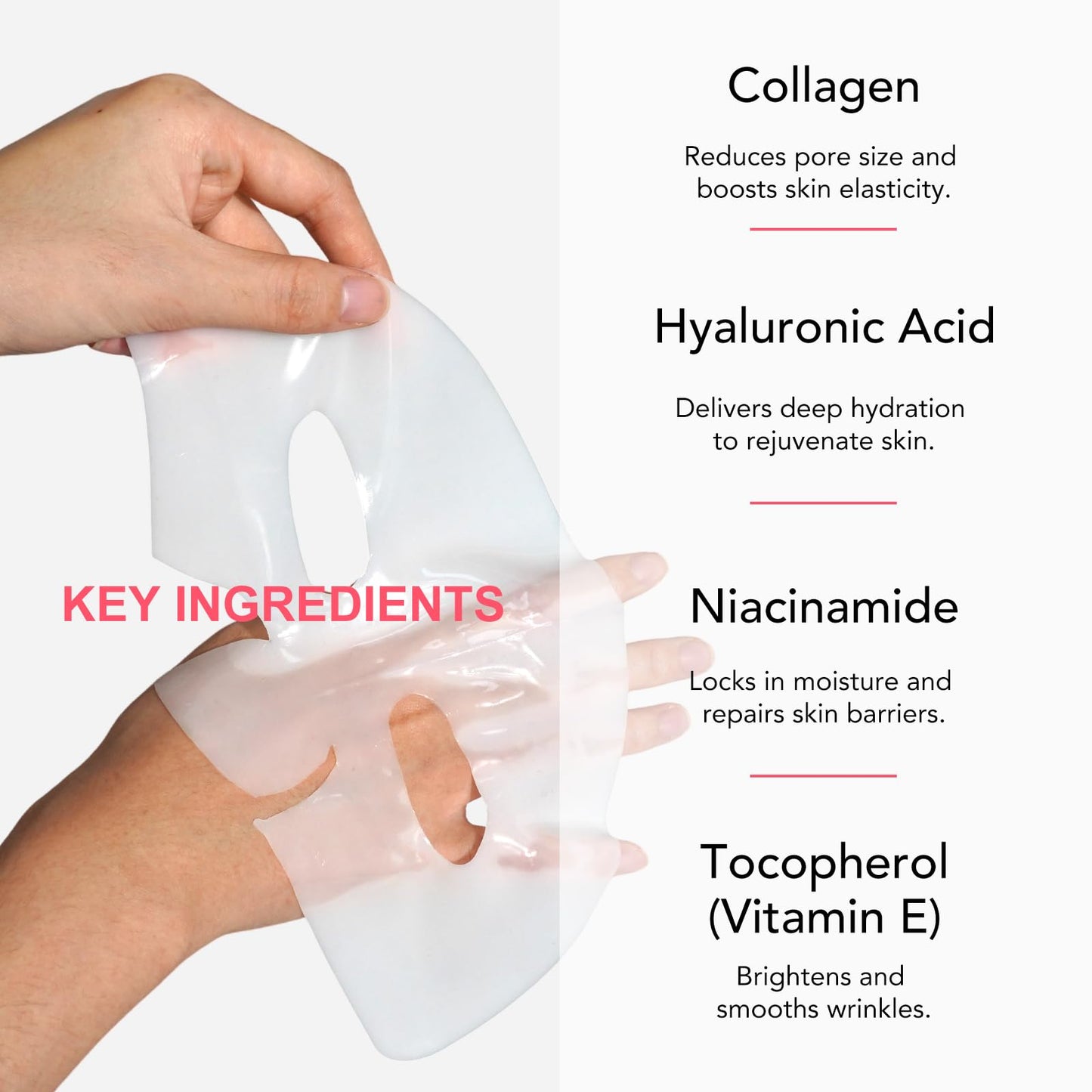 Collagen Face Mask, Hydrating Overnight Hydrogel Mask, Deep Collagen Anti Wrinkle Firming Lifting Moisturizing Face Mask- 4 Pack