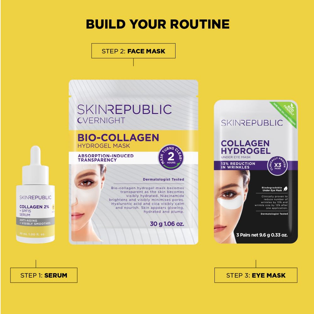 Skin Republic Bio-Collagen Overnight Hydrogel Mask. Unlock Glass Skin in 2 Hours