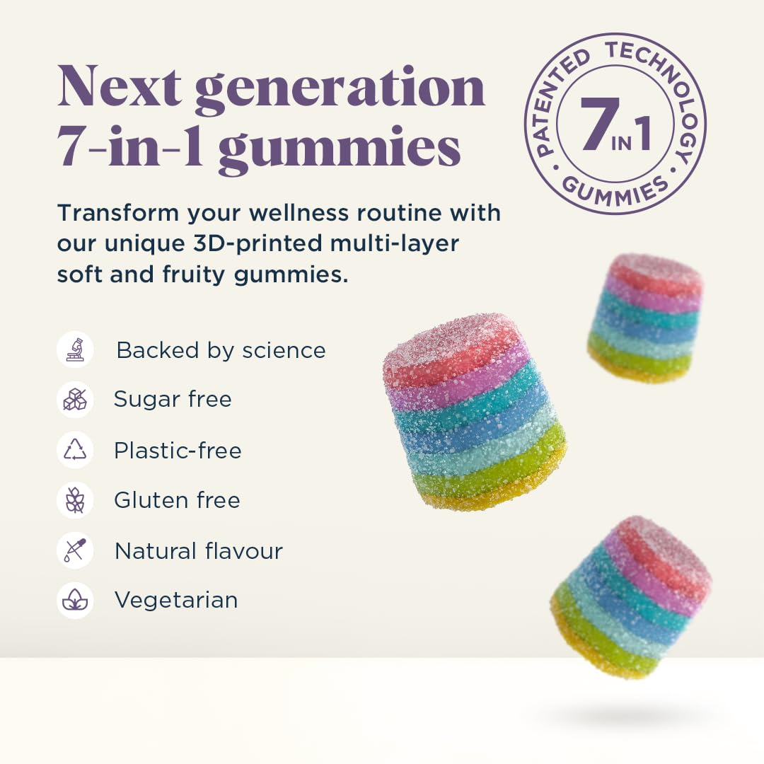 UPSA USPA x Nourished 7-in-1 Skin Lift Collagen Gummies for Women - Vegetarian Collagen, Ovoderm® Complex, Vitamin C, Multivitamins, Fibre - Collagen Supplements Skin Firmness and Smoothness - 30 Gummies