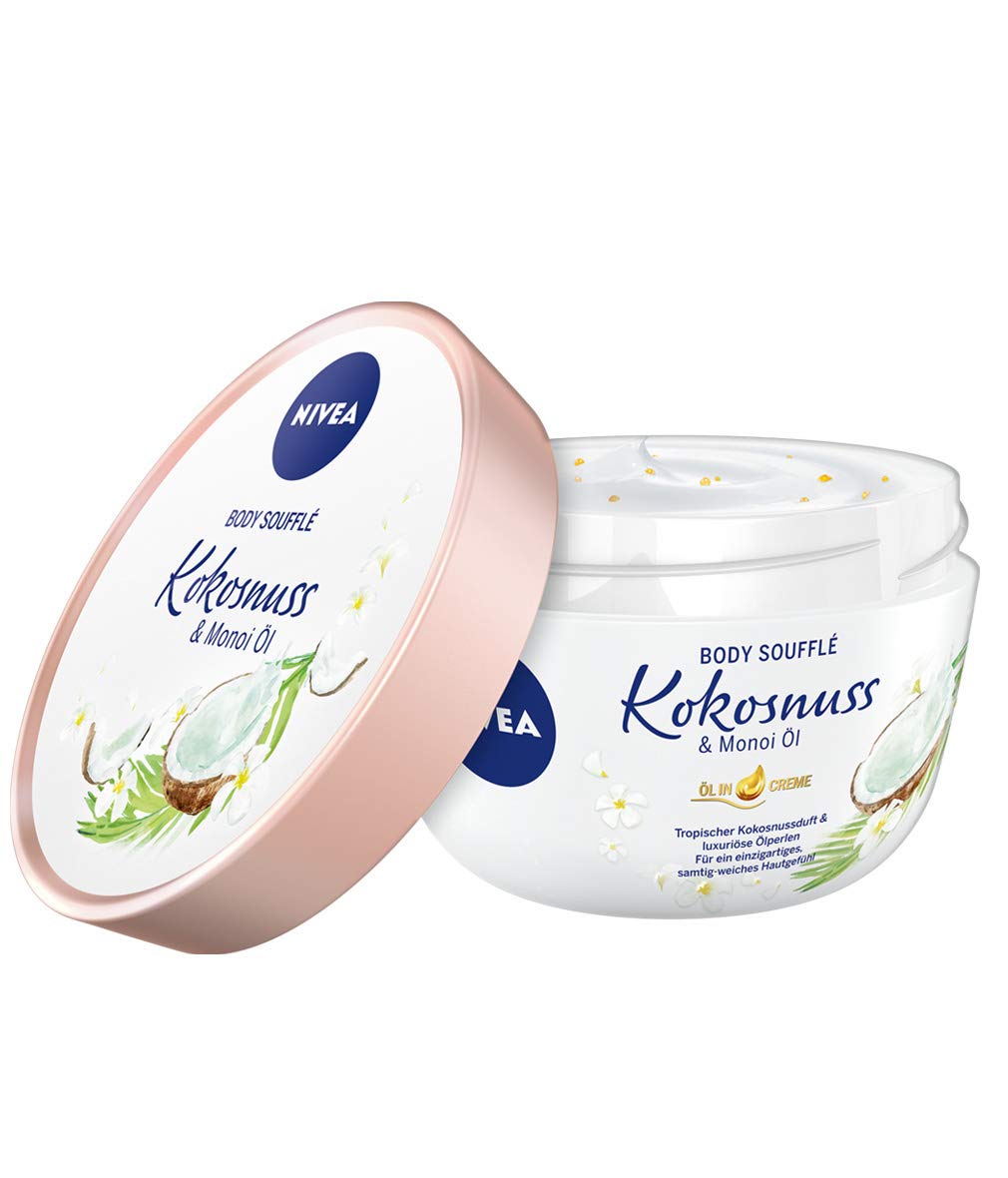NIVEA Body Soufflé Coconut & Monoi Oil (200 ml), Body Care for 24h Moisture, Lotion for Dry and Very Dry Skin