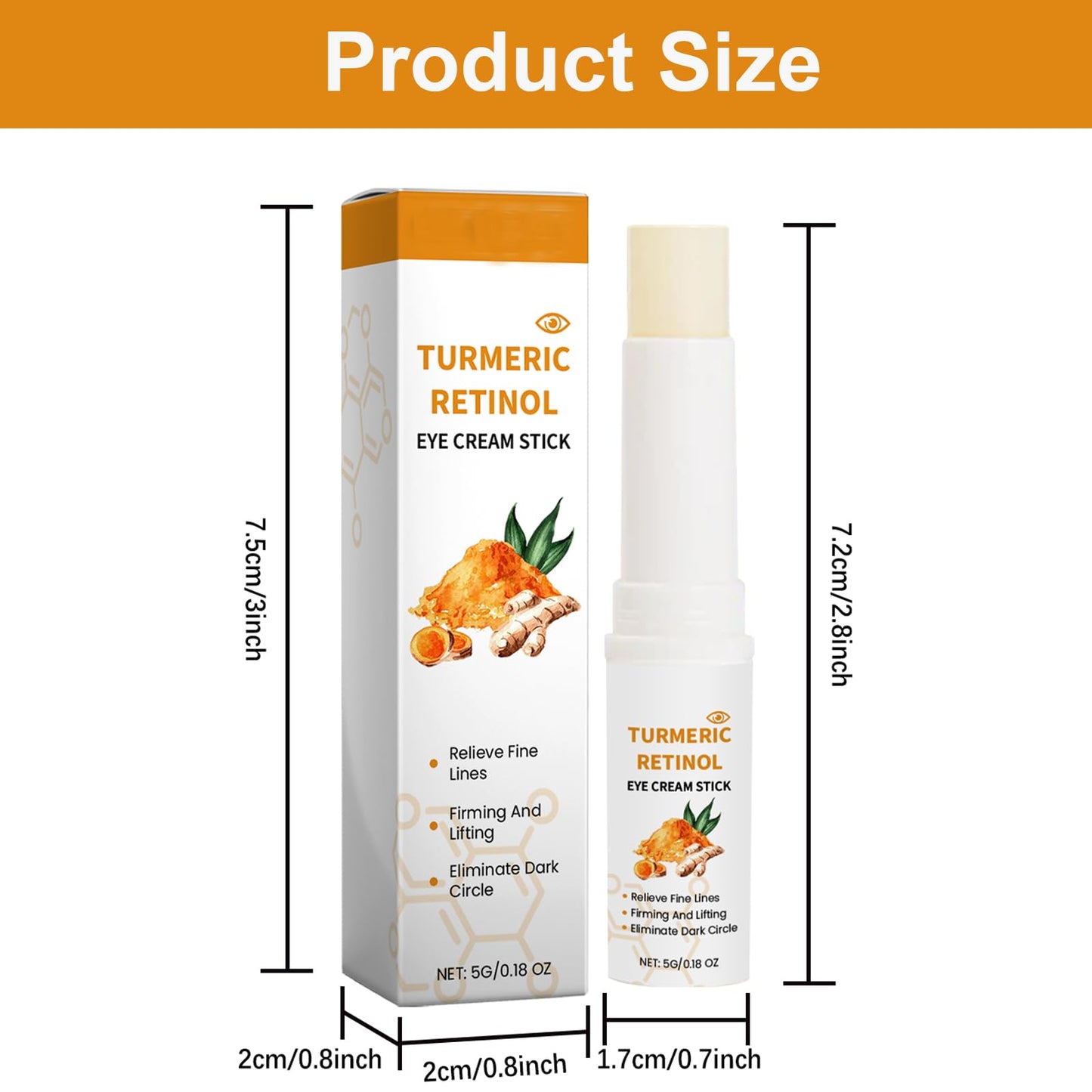 Turmeric Retinol Eye Balm Pen, Turmeric Retinol Eye Cream Stick, Turmeric Eye Cream Pen, Turmeric Retinol Eye Pen, Moisturising Eye Balm Stick Reduces Swelling and Bags