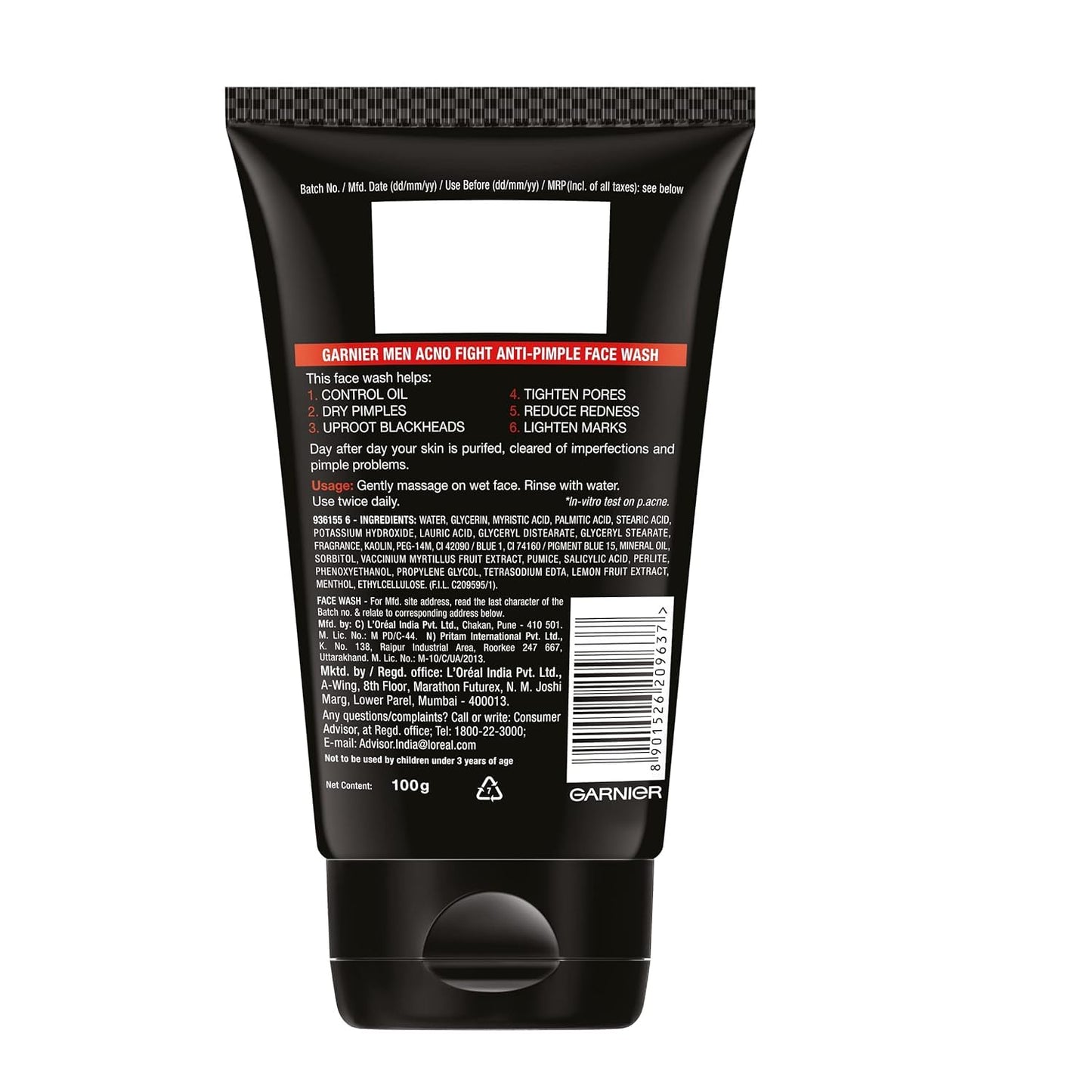 Garnier Acno Fight Face Wash for Men, 100g