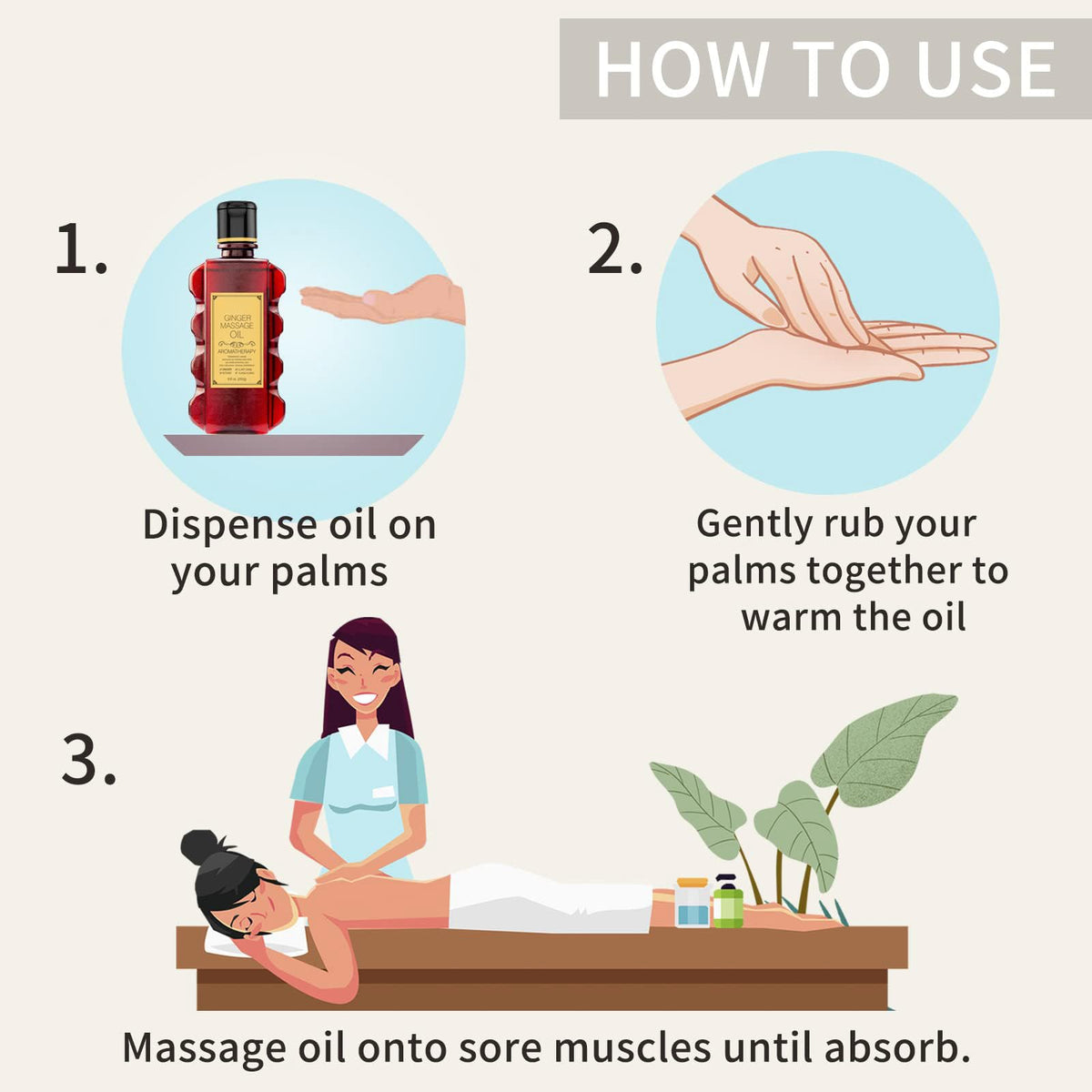 Massage Oil for Relaxing Ginger Clary Vetiver and Ylang-ylang Massage Oils Moisturizing Body Oil for Men and Women 8.8 fl.oz