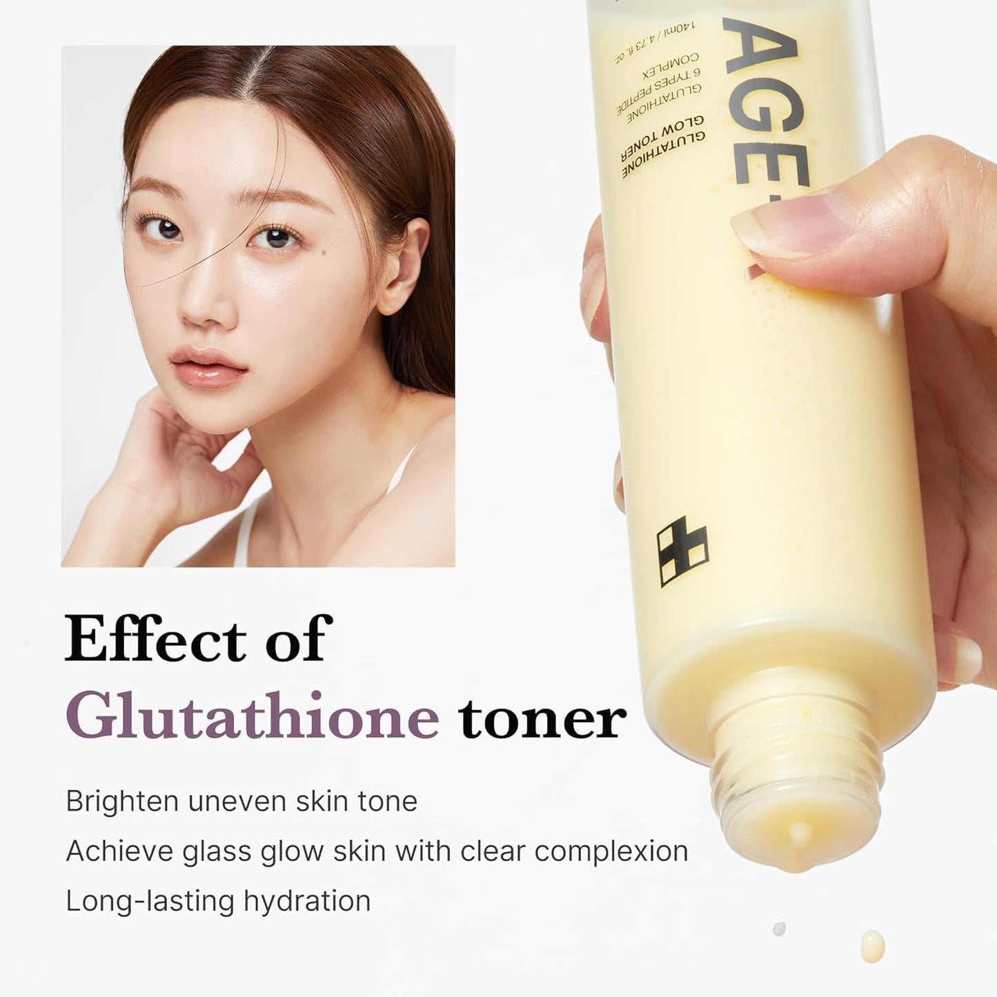 medicube Medicube Age-R Glutathione Glow Toner - Milky 2-Phase Toner with Peptides & Glutathione for Glass Skin Effect - Radiant, Hydrated Complexion - 140 ml