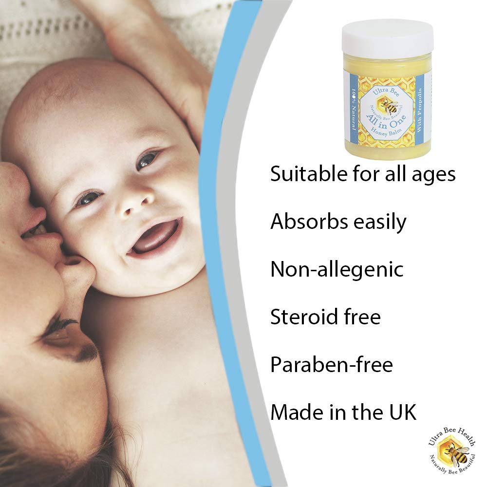 Ultra Bee Naturally Bee Beautiful 100% Natural All in One Honey Balm, Natural Moisturiser for Sensitive Face, Body, Lips,Tattoo's 200ml