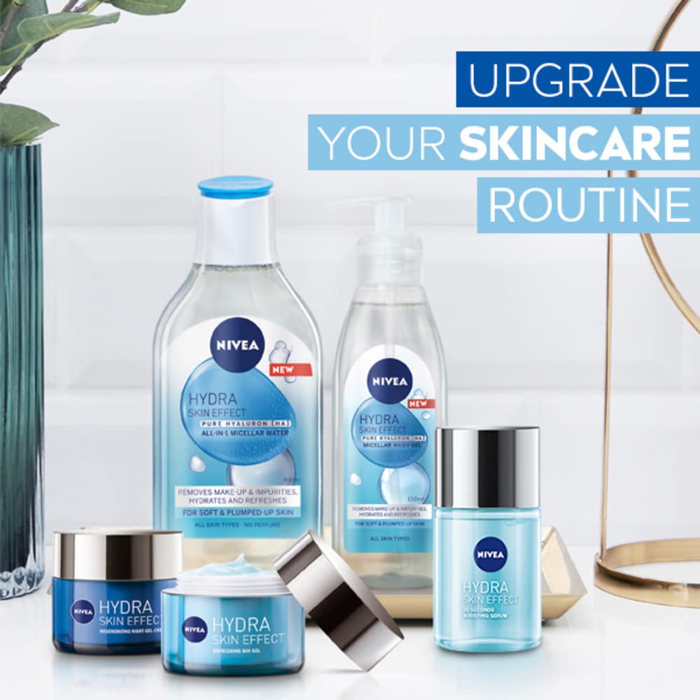 NIVEA Hydra Skin Effect Wake-Up Day Gel (50ml), Lightweight Day Face Gel Charged with Hyaluronic Acid, Gel-Based Face Moisturiser Provides 72H Hydration