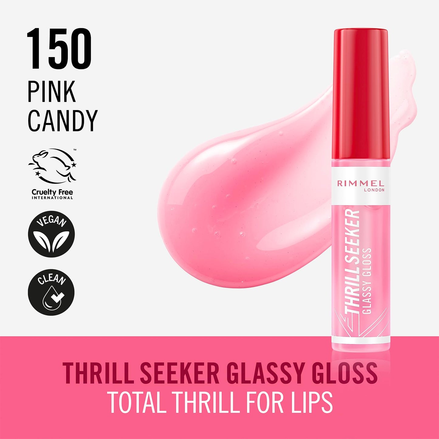 Rimmel London Thrill Seeker Glassy Gloss Lip Gloss 150 Pink Candy