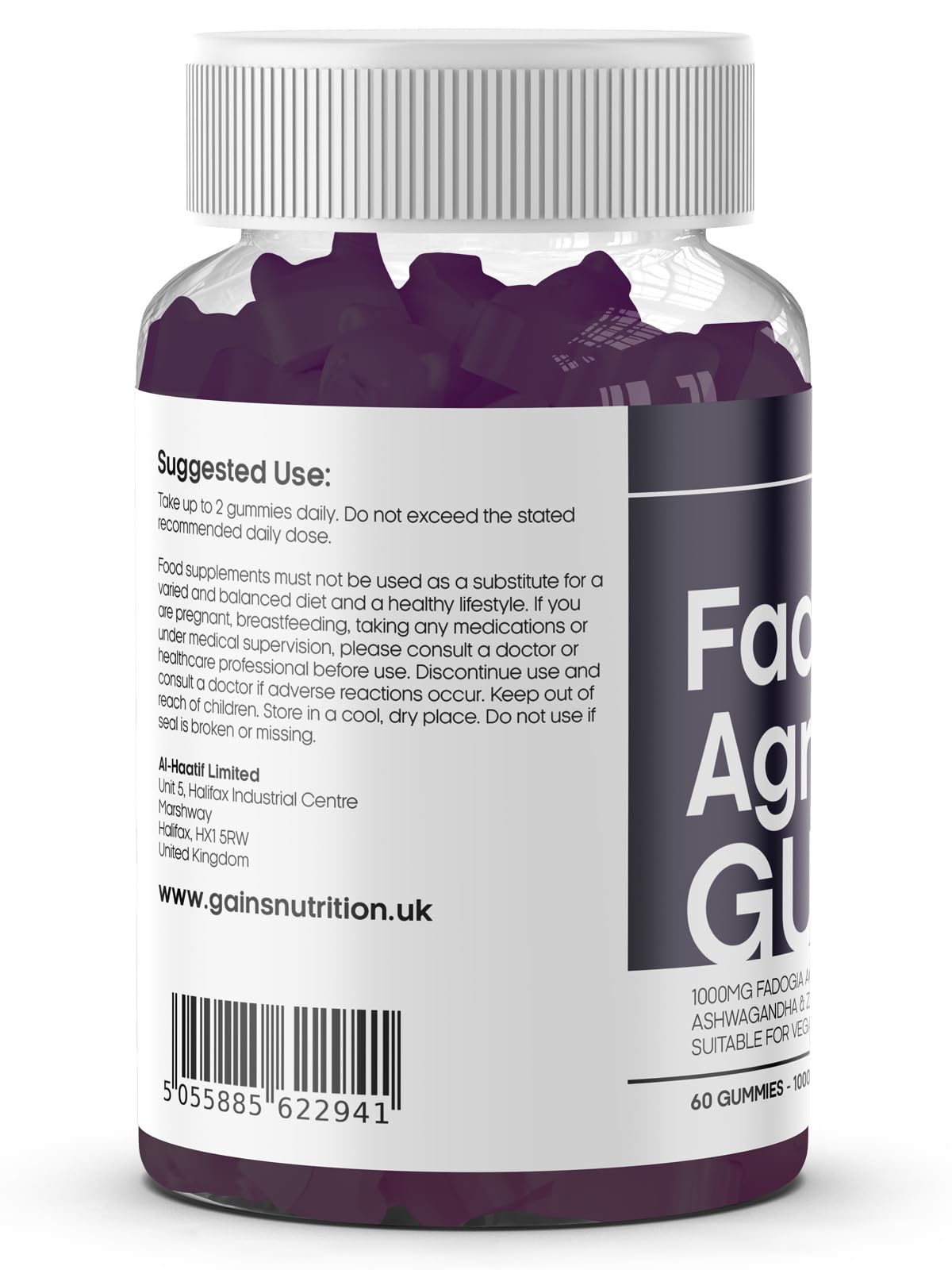 Gains Nutrition GN Fadogia Agrestis | 60 Fadogia Agrestis Gummies - 1000mg per Serving with with Ashwagandha & Zinc - High Strength Fadogia-Agrestis Extract | Blueberry Flavour, Non-GMO & Suitable for Vegans