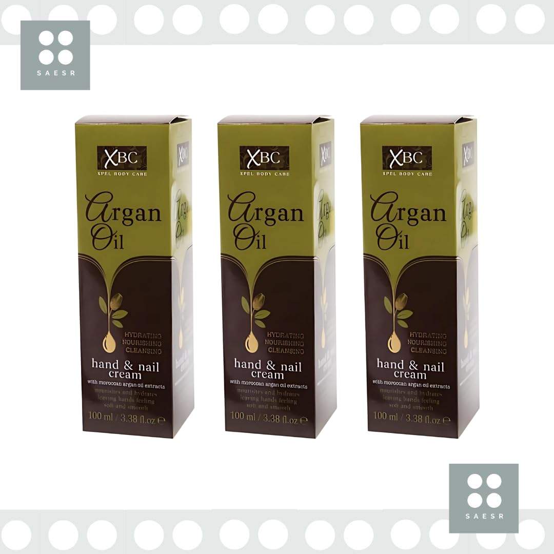 SAESR 3-Pack Argan Oil Hand and Nail Cream for Women 100ml Bundled with SAESR Nail File. Hand and Nail Cream for Smoother and Softer Hands. Hand & Nail Creams for Long-Lasting Hydration.