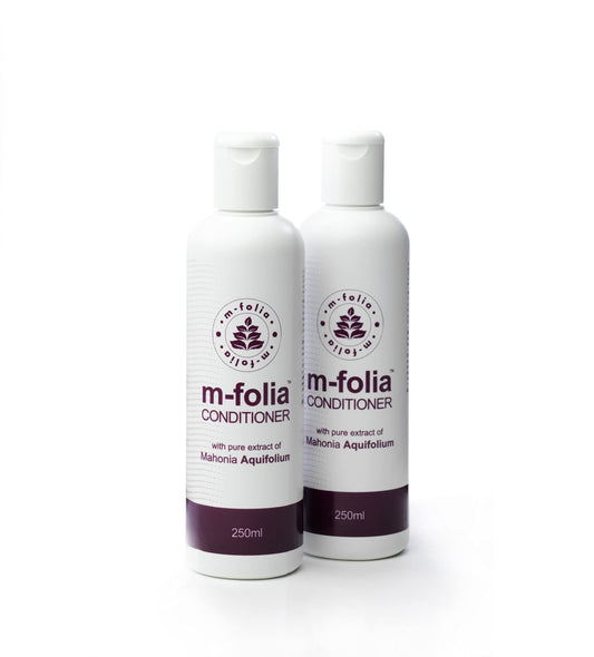 M-Folia M-FOLIA Conditioner Dual Pack 2x 250ml A Light Cream Rinse Conditioning Treatment for Scalp Psoriasis & Eczema containing Pure Mahonia Aquifolium & a Special Blend of Aromatherapy Oils