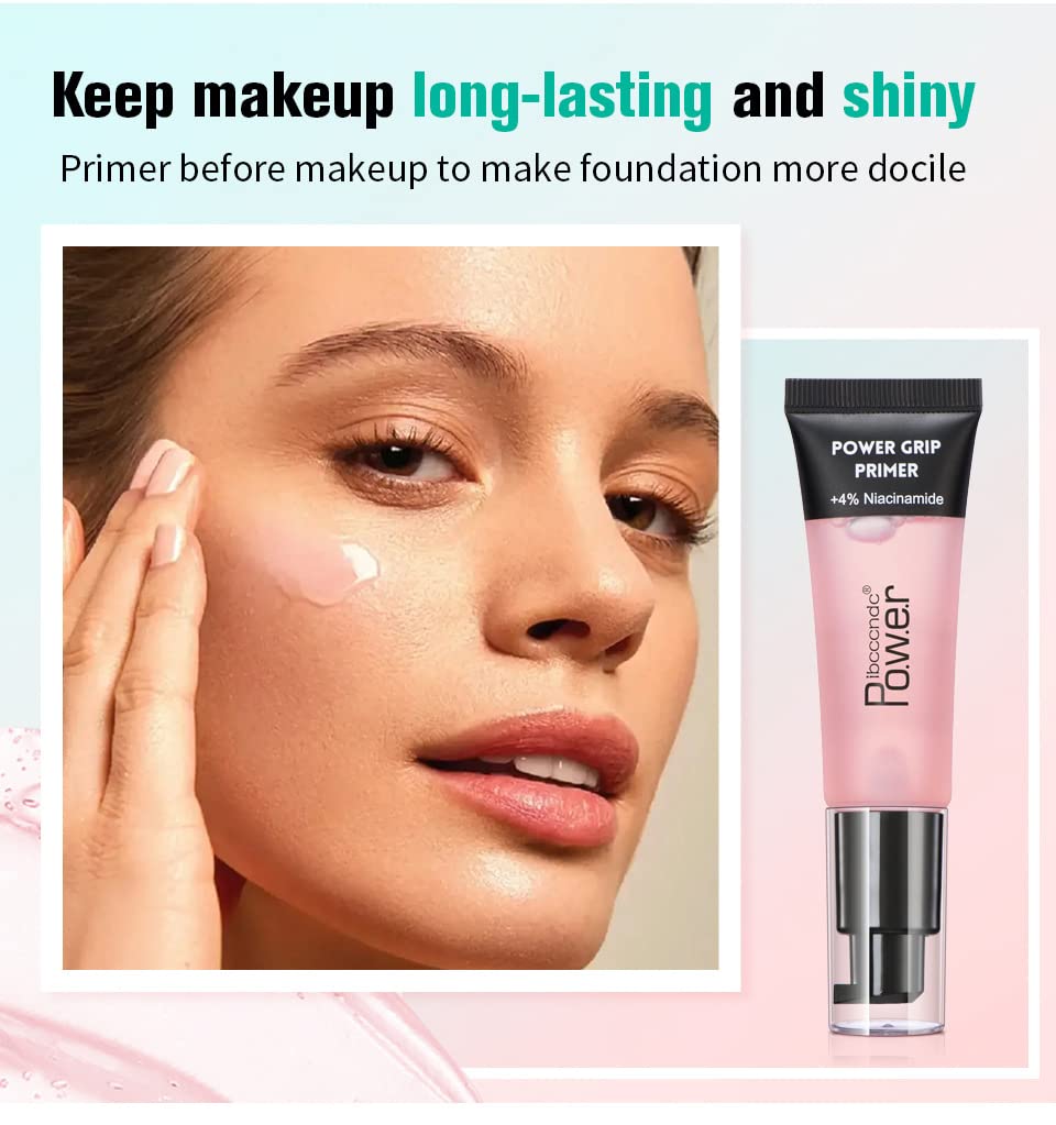Power Grip Primer + 4% Niacinamide, Hydrating Face Primer, Evens Skin, Grips Makeup, Moisturizes Primes, Perfect Gel-Based, Primer Face Makeup for Long Lasting, Smoothing Foundation Primer (Pink)