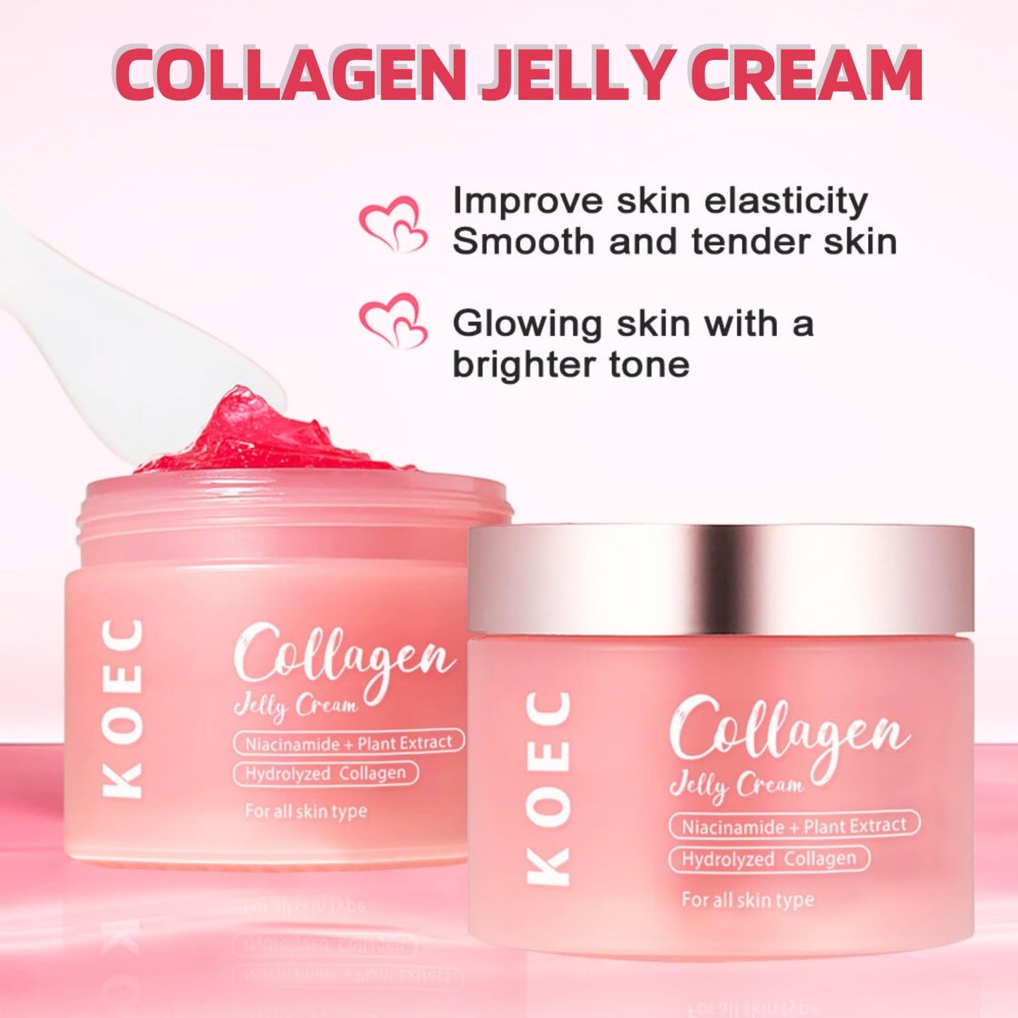 IZBEAUVO Collagen Jelly & Deep Vitamin C Capsule Cream, Face Moisturizer with Freeze Hydrolyzed Collagen & Vita C Cream with 5% Niacinamide, Anti-Wrinkle, Brightening Korean Skincare for 24h Glow & Elasticity