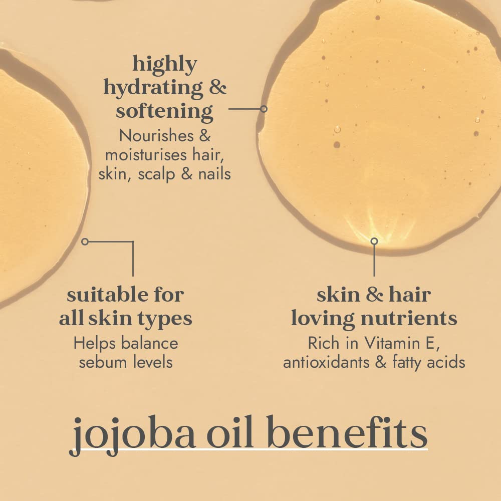 Fushi Organic Jojoba Oil 100 ml | Fresh-Pressed| Rich in Vitamin E | Best for Skin Cleansing, Dry Skin & Dry Hair | Hypoallergenic Oil | Ethical & Vegan Society Approved | Manufactured in the UK