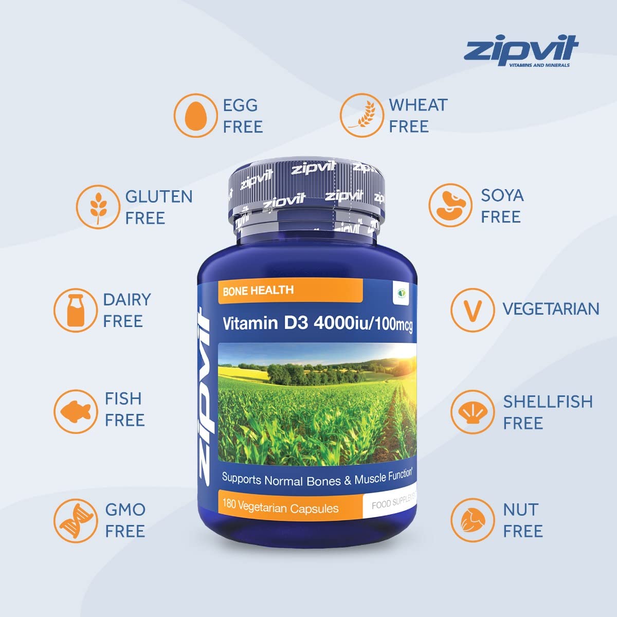 Vitamin D3 4000 iu, 180 Vitamin D Vegetarian Softgels. 6 Months Supply. Vegetarian Society Approved.