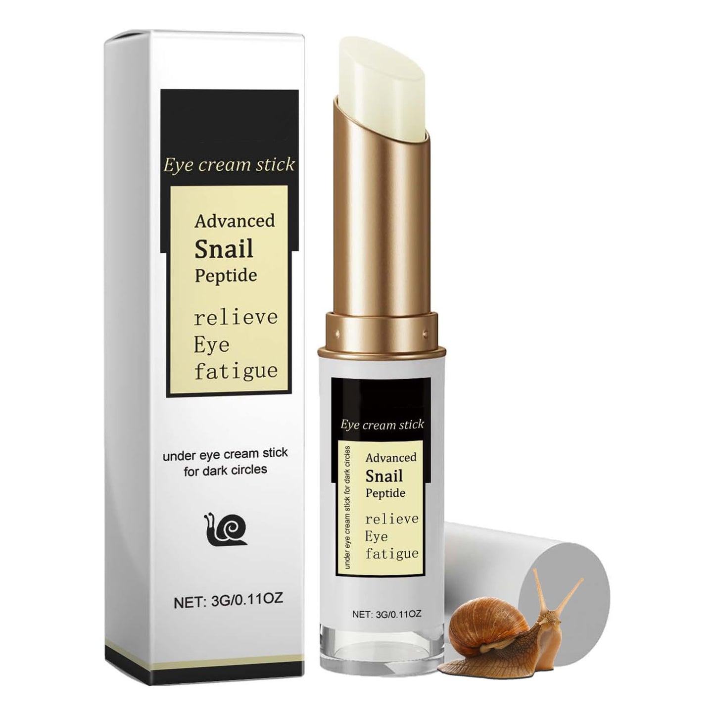 AmiCera Dark Circle Eye Cream, Advanced Snail Peptide Eye Cream Stick for Dark Circles and Puffy Eyes, Under Eye Brightener, Eye Bags Remover, for Men & Women, Anti-wrinkle, Hydrating