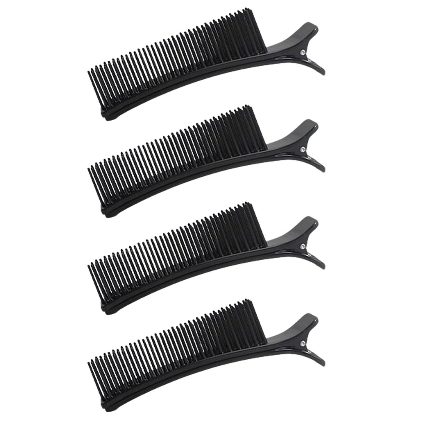 Generic 4 Pcs Sectioning Hair Clips, Hair Sectioning Clips, Hairdressing Clips with Nonslip Grip and Comb Hair Styling Accessories for Salon Home Hair Cutting Coloring (Black)