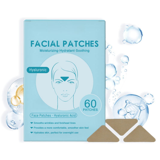 60 Pcs Forehead Wrinkle Patches,Anti Wrinkle Patches with Hyaluronic Acid,Face Tapes for Lifting Sagging Skin,Frownies Facial Patches,Face Lift Tape Invisible,Moisturizing & Tighten,Reduces Fine Lines