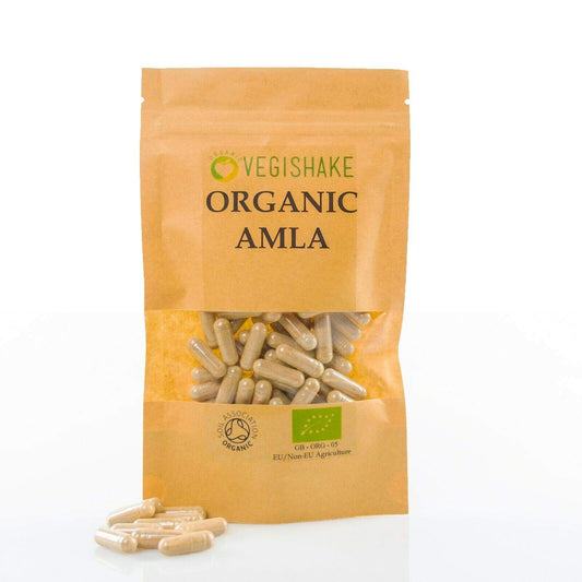 vegishake Organic Amla Indian Gooseberry HPMC Capsules 900mg Indian Gooseberry Digestion Grey Hair Colour Vitamin C Beauty Care Vegan Halal Kosher (300 Capsules)