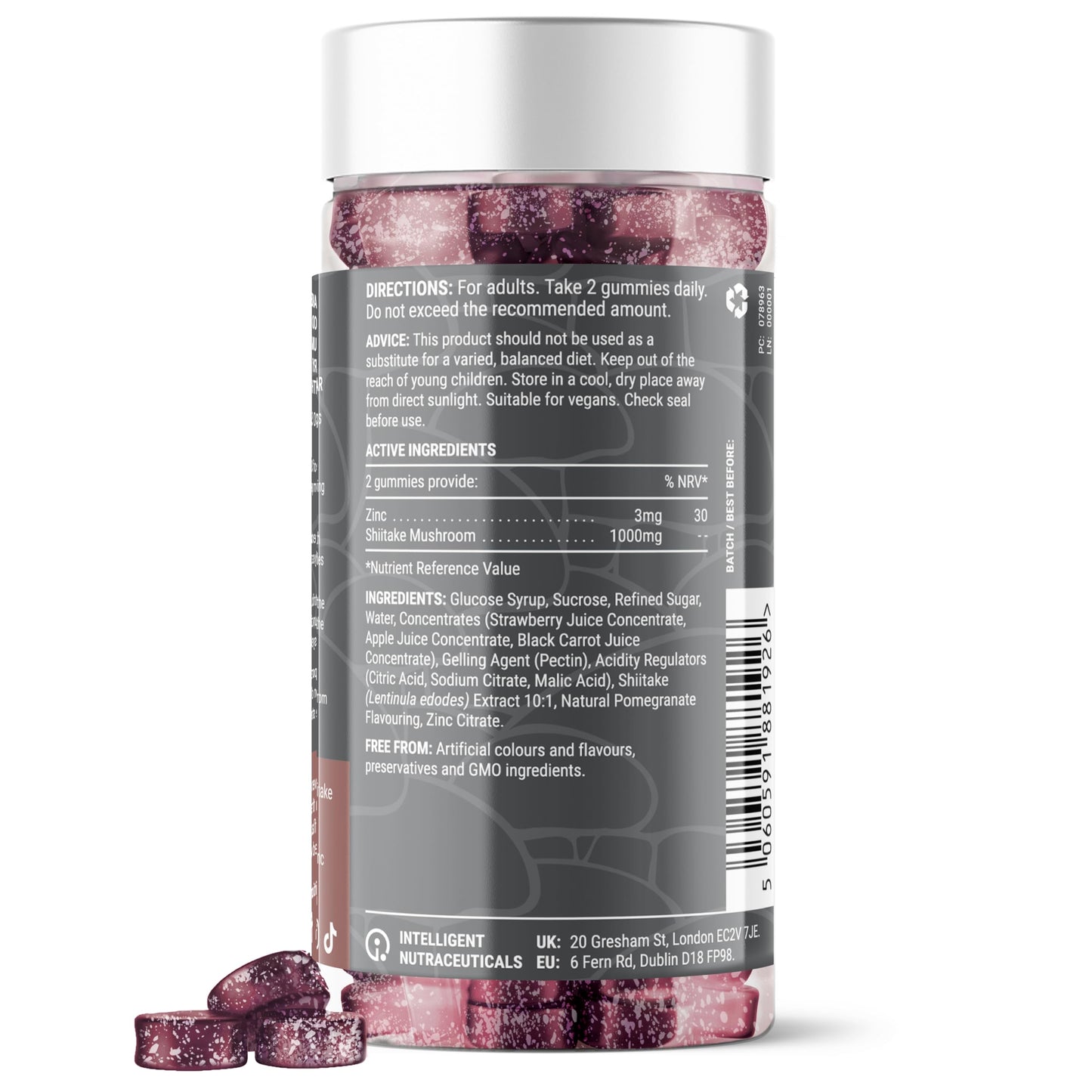 Shiitake 1000mg Mushroom Gummies by Known Nutrition | Natural Immune Support | Delicious Natural Cherry Flavour | 60 Two-a-Day Vegan Gummies (One Month’s Supply) (Shiitake)
