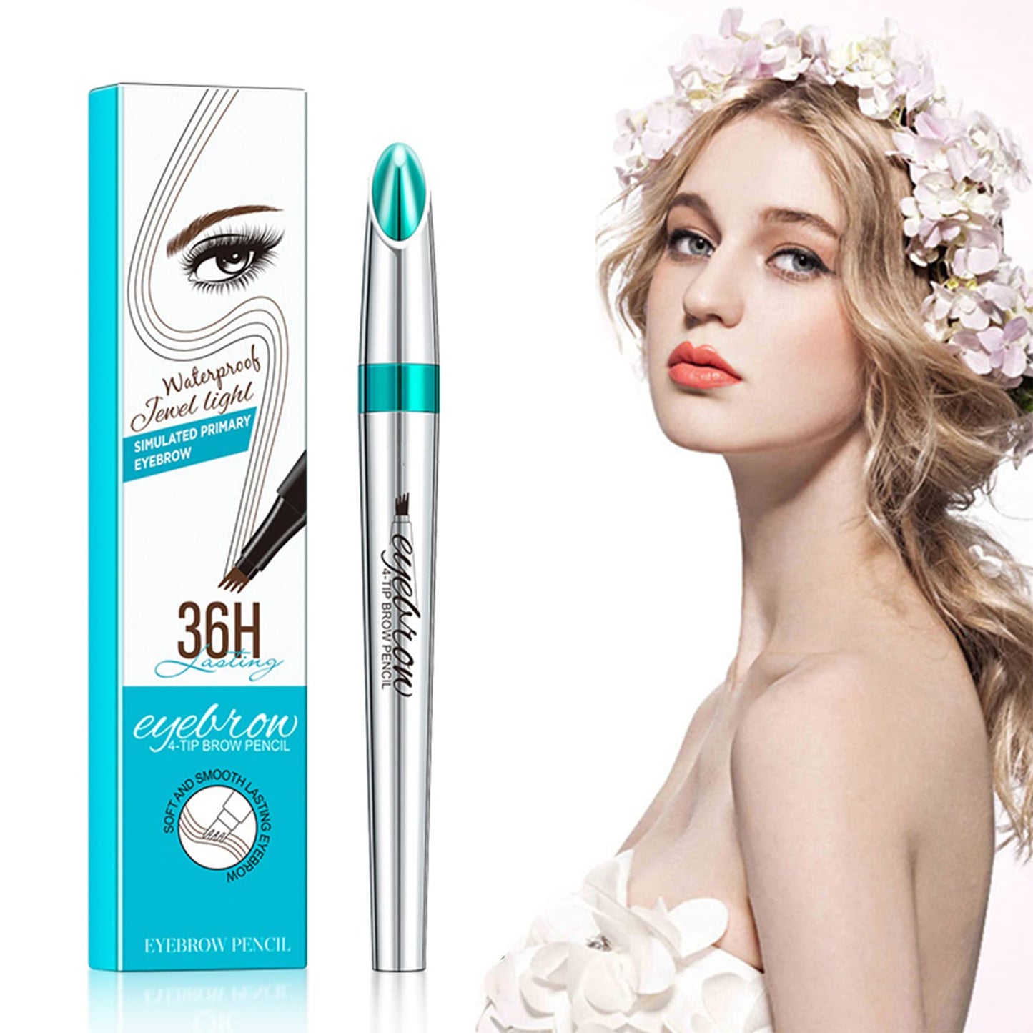 MEITREND Eyebrow Pencil - Waterproof Tattoo Brow Pen With Fork Tip Long-Lasting Brow Tint For Revolution Makeup Rapid Natural Brow for Beginners (#03 RED BROWN)