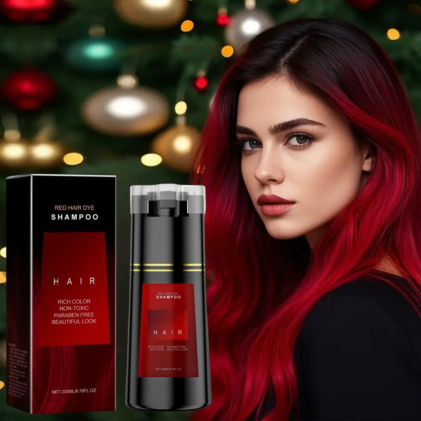 SingHao Polar Hair Dye Shampoo,3-In-1 Sham/poo for Color Treated H/air,Ha/ir Colour Sha/mpoo for Grey Hai/r Coverage,Home Hair D/ye Pu/re Plant Extract,Ha/ir Care Instant Dye Sh/ampoo,Anti Grey Shampoo(Red)