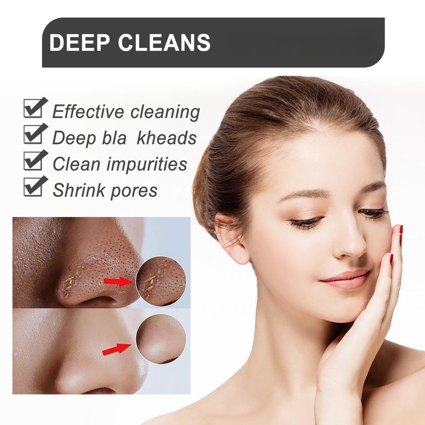 80 Pcs Blac/khead Remover Strips,Charco/al Pore Strips,Deep Cleansing Nose Str/ips Blac/khead,Nose Patches for Pores,Removes Bla/ckheads and Unclogs Po/res for Women and Men,Gentle and Skin-friendly
