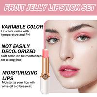 6-Pack Jelly Lipstick Set - Fruit-Infused Color Changing Lip Balm - Peach, Aloe Vera, Strawberry, Blueberry, Avocado & Grape - Long-Lasting, Moisturizing Lip Makeup (6PCS)