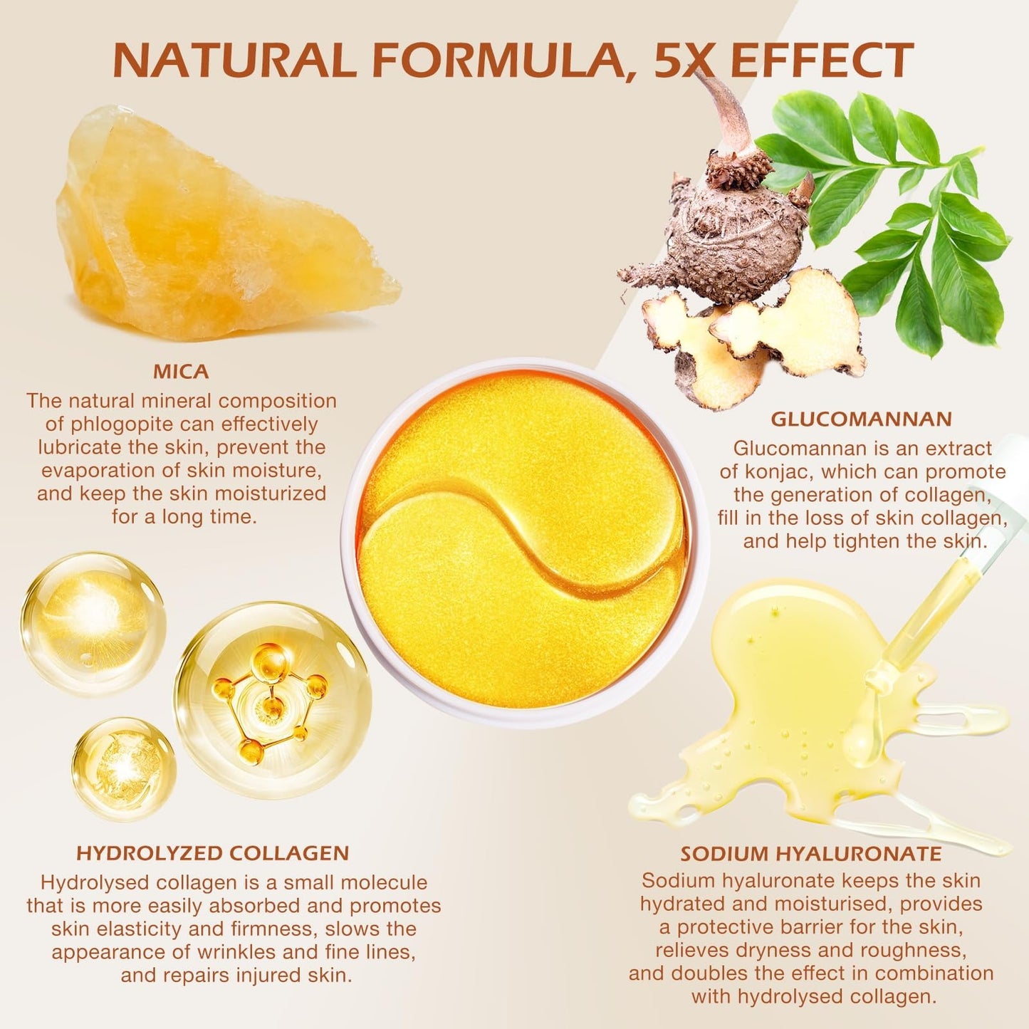 SDSM 24k Gold Under Eye Collagen Mask Patches, 5X Anti Wrinkle Moisturizing and Repairing Ability,Reduce Puffy Eyes & Dark Circle Under Eye Gel Patches, Smooth Tired Eye Masks - (Jar - 30 Pair)
