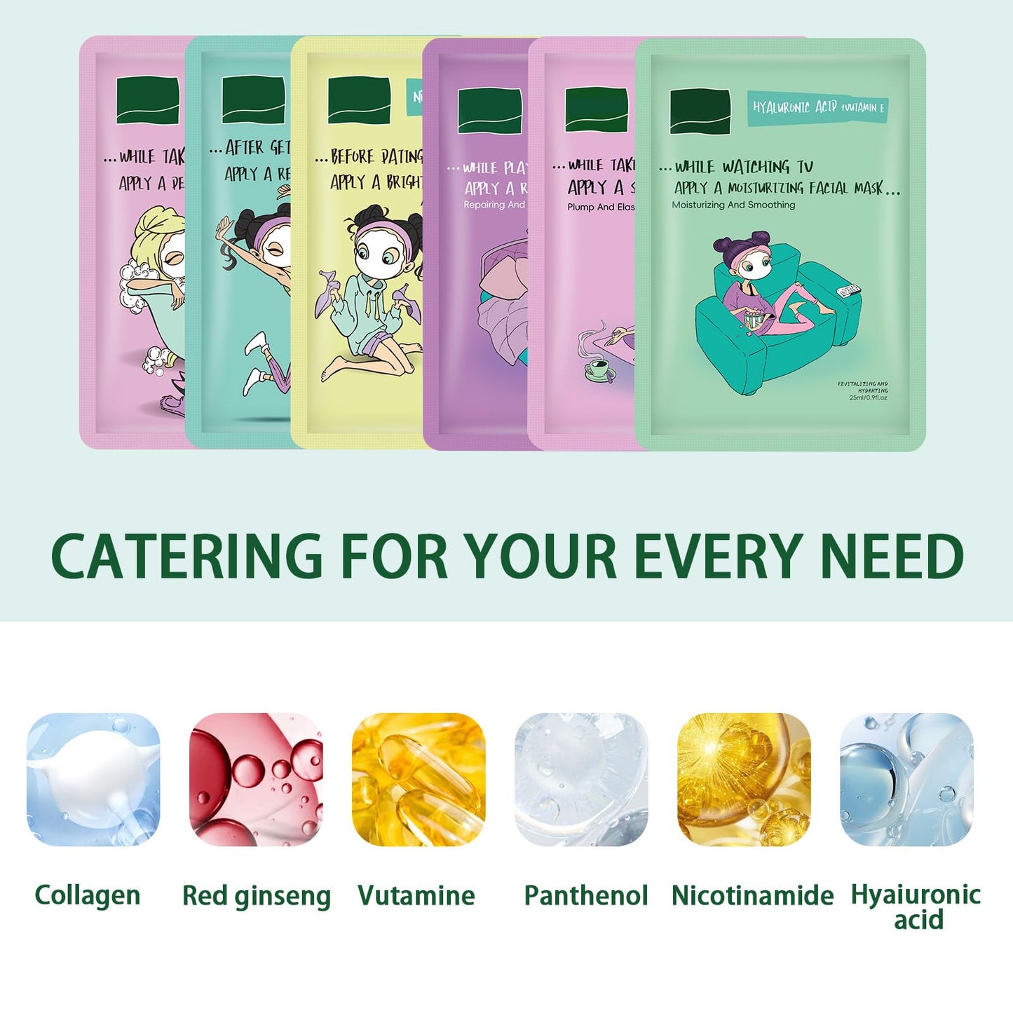 Asheyya 8PCS Kids Face Masks for Girls, Hydrating Nourishing Kids Face Masks for All Skin Types
