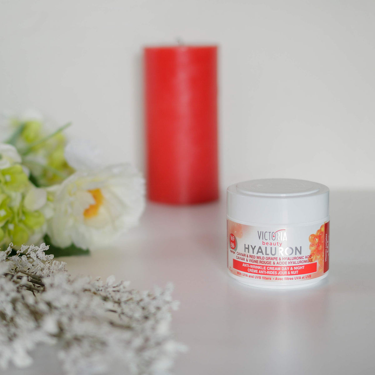 Victoria Beauty Face Cream for Mature Skin (Age 50-65) - Day and Night Anti-Aging Anti Wrinkle Moisturiser with Hyaluronic Acid, Retinol, Vitamin E and Caviar - UVA/UVB Filter,50ml