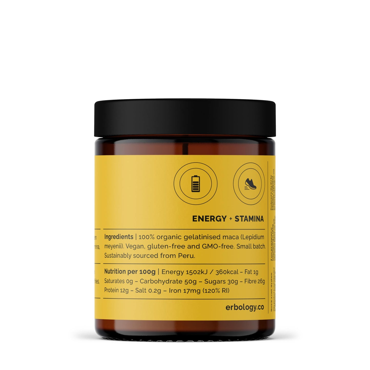 Erbology Organic Maca Root Powder 90g - 45 Servings - Gelatinised - Energy and Endurance Support - Sustainably Sourced Straight from Farm in Peru - Small Batch - Vegan - GMO-Free
