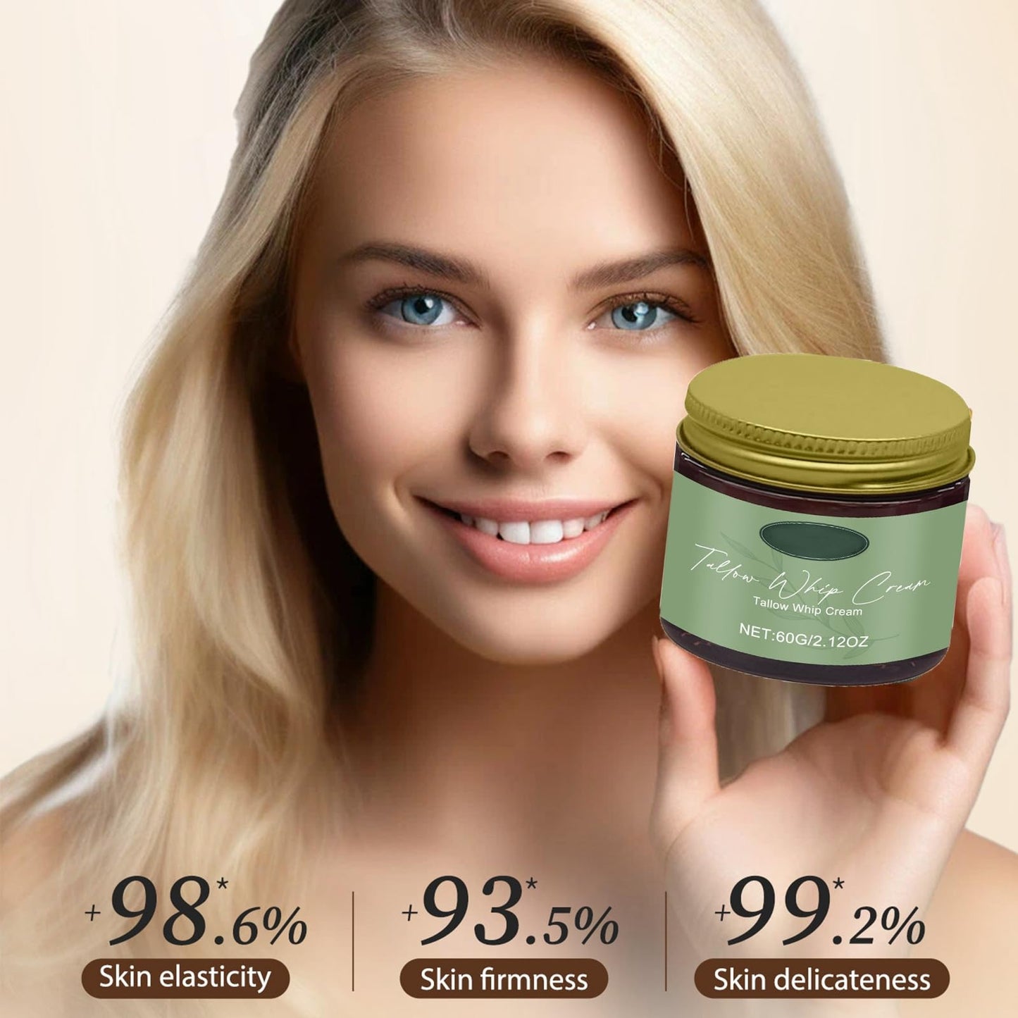 Cureluxe Natural Organic Beef Tallow Cream,Tallow Face Cream with Grass Fed Beef Tallow,Honey,Castor Oil,Tallow and Honey Balm for Face&Body,Beef Tallow for Skin,Deeply Nourishing Beef Tallow Moisturiser