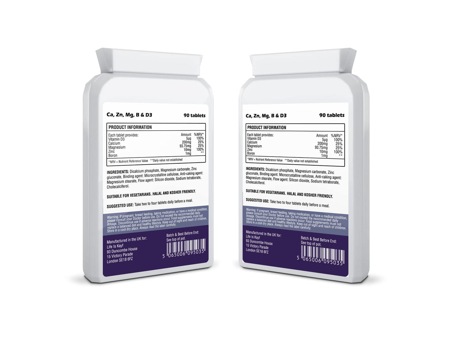 ErexOn Calcium, Zinc, Magnesium, Boron & D3 Tablets 90 Tablets - Good for Bones, Nails, Hair and Joints