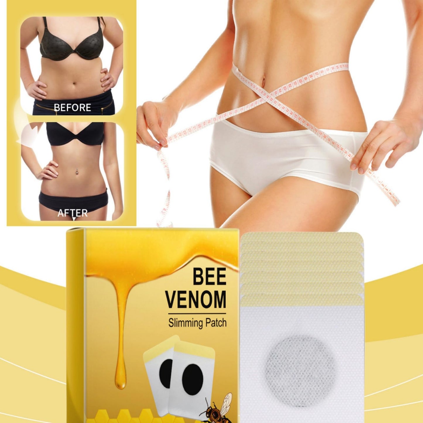 KANGXIN 7PCS Bee Venom Slimming Patches,Bee Venom Lymphatic Patches,Body Shaping Stickers,Bee Venom Lymphatic Drainage Patches for Women & Men,Bee Venom Lymphatic Drainage & Slimming Patches,Easy to Use