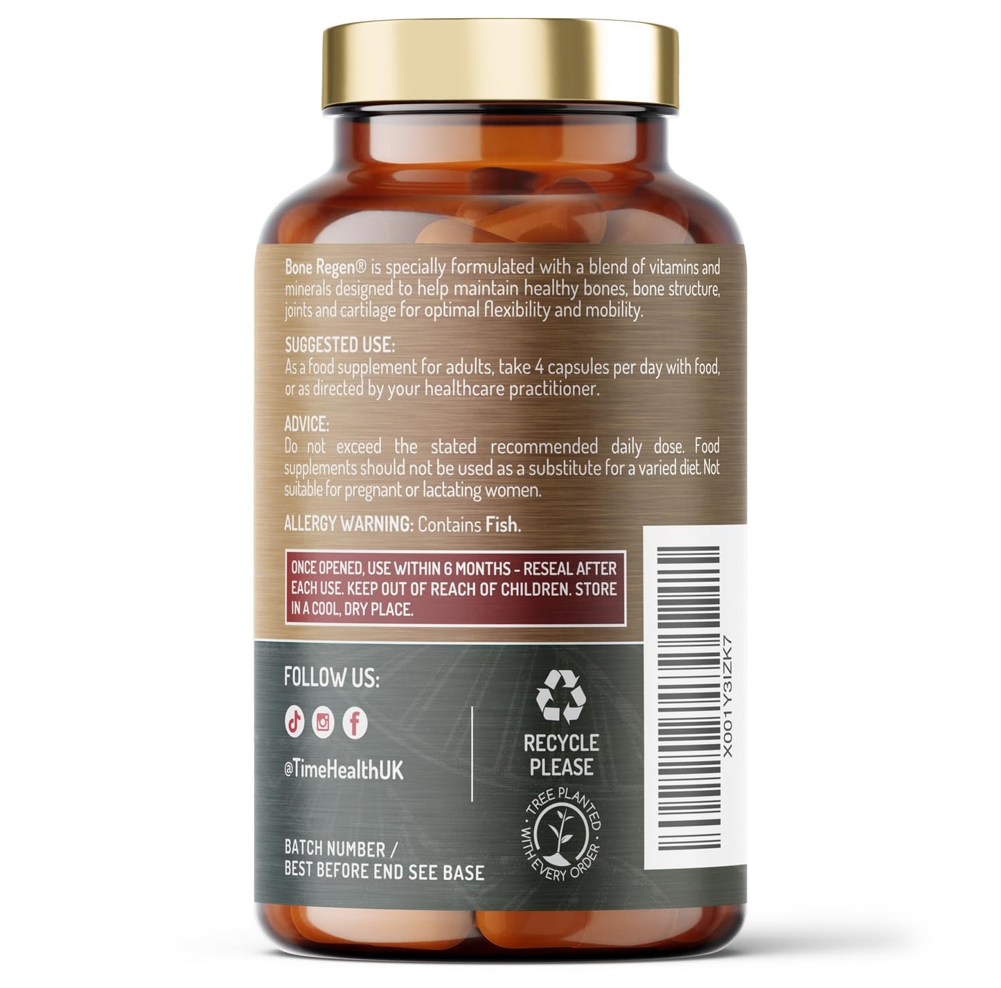 Bone Regen® – Osteo Support – Bone Strength, Density & Fracture Repair – with Calcium, Magnesium, Vitamin D3, K2, Zinc & Collagen – Clinically Proven Ingredients – GMP – UK Made Supplement