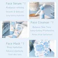 Milk Skincare for Teenage Girls Gifts - Beauty Milk Skin Care Sets & Kits - Nourish Facial Kits for Women with Cleanser,Serum,Cream,Eye Cream,Scrub,5pcs hair Accessories,Gift bag (18pcs)