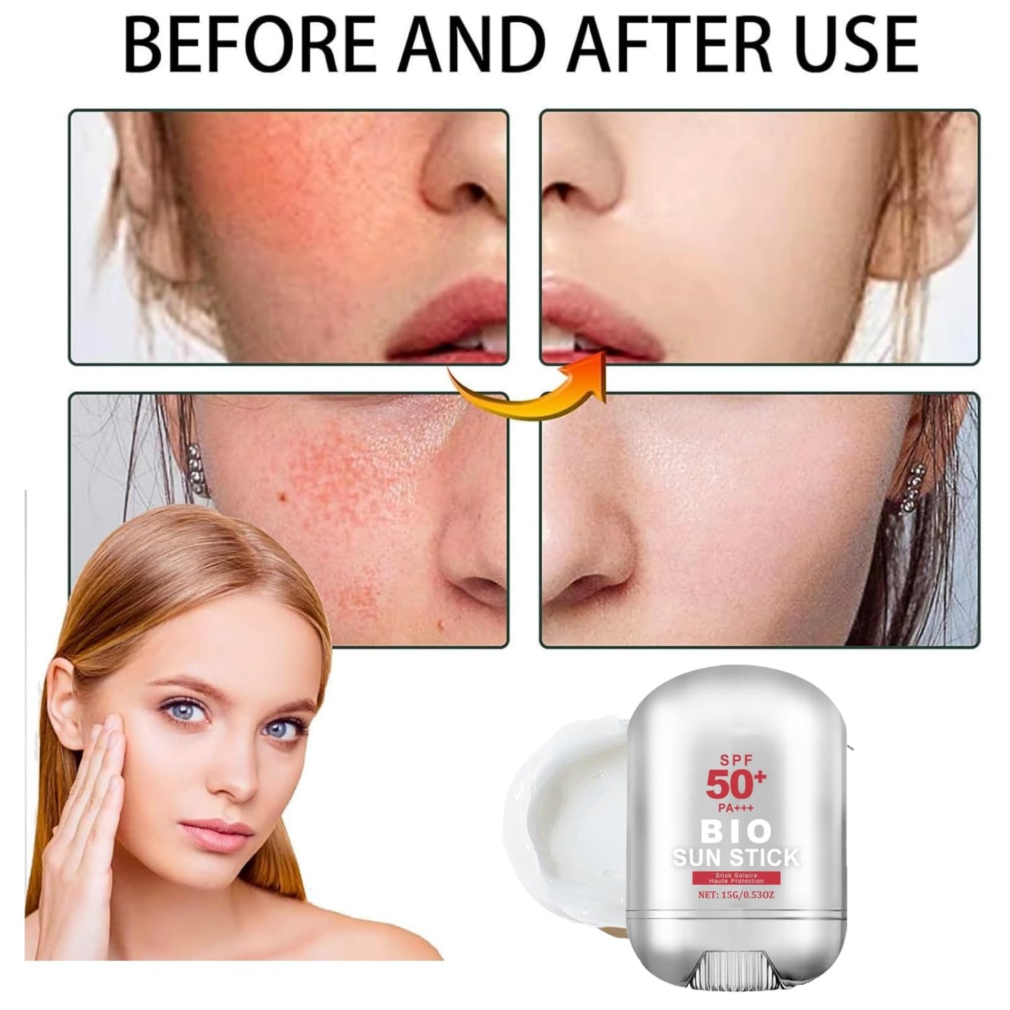 Yoowan Spf 50 Sunscreen Stick,Sunscreen Stick,Sun Block Stic-K,Sun Cream Stic-K Spf 50,Strong Sunblock Cream With Vc And Nicotinamide,Moisturizing Sunbalm For Face,Waterproof,Gentle And Non-Irritating