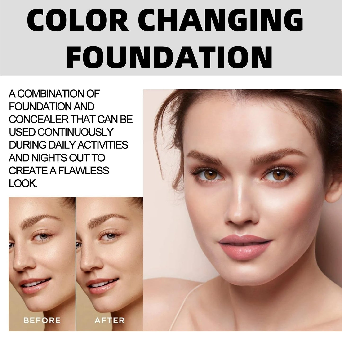 Oumun Color Changing Foundation SPF30,Changing Foundation,Full Coverage Liquid Foundation,Colour Match Foundation,Colour Changing Mature Skin Foundation,Foundation Full Coverage,Face Foundations,Skin Tint