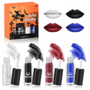 Allony Halloween Lipstick, Black/white/Red/Blue Lipstick Halloween, Goth Makeup Set, Black Lipstick Matte, Matte Lip Gloss Set for Halloween, Christmas, Dance Drama, Parties