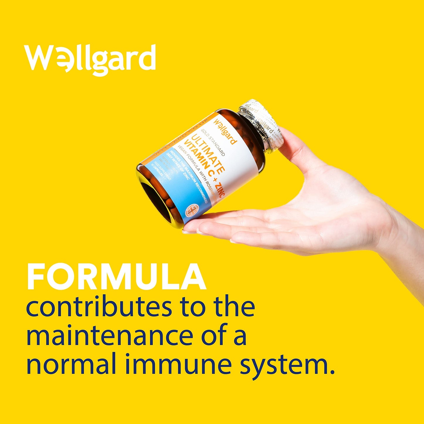 Wellgard Vegan Vitamin C and Zinc - Maximum Recommended Daily Intake of Zinc, Made in UK