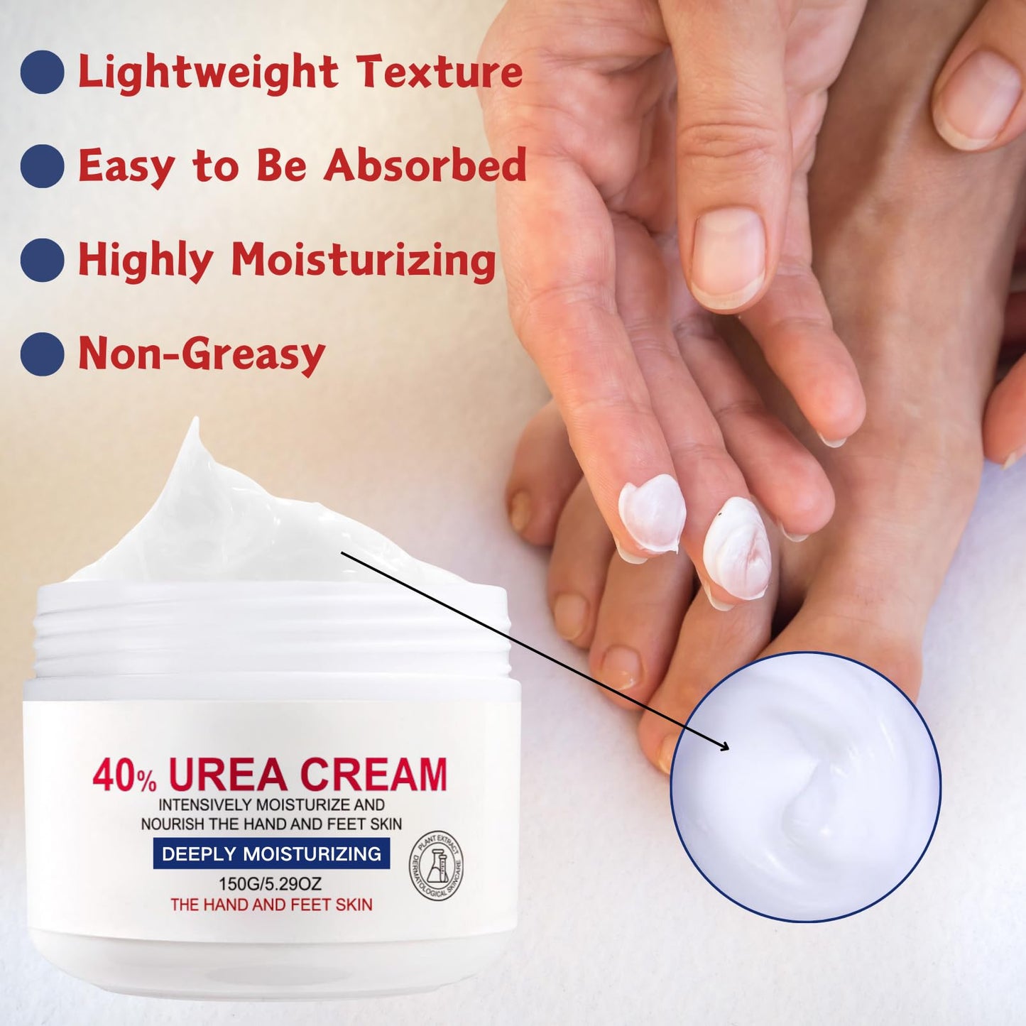 ISBEAUSOLS 40% Urea Cream, Urea Foot Cream for Cracked Heels And Dry Skin, Foot Care for Deeply Moisturizing & Nourishing, Urea Cream Softens Hand & Foot Skin, Foot Moisturiser for Women & Men, 150g
