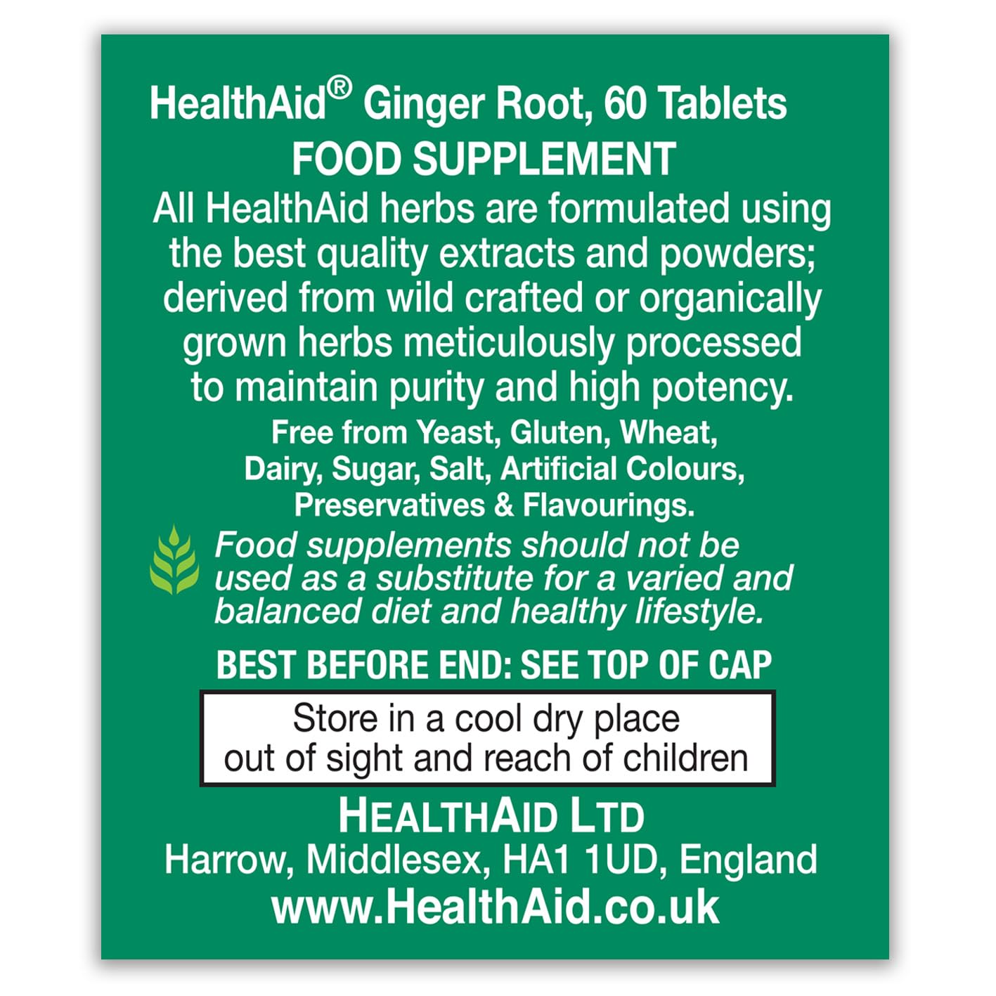HealthAid Ginger Extract 560mg 60 Tablets