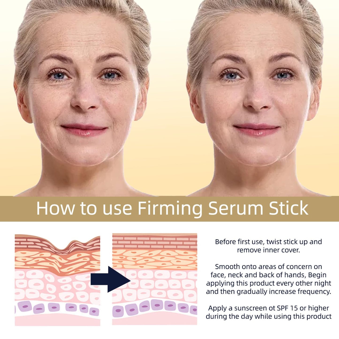 Wormeer Collagen Peptides Firming Serum Stick, Luxurious Skin Tightening Cream for Face & Neck, Anti-Aging Collagen Serum for Face, Neck Firming Cream for Sagging Skin, 30g
