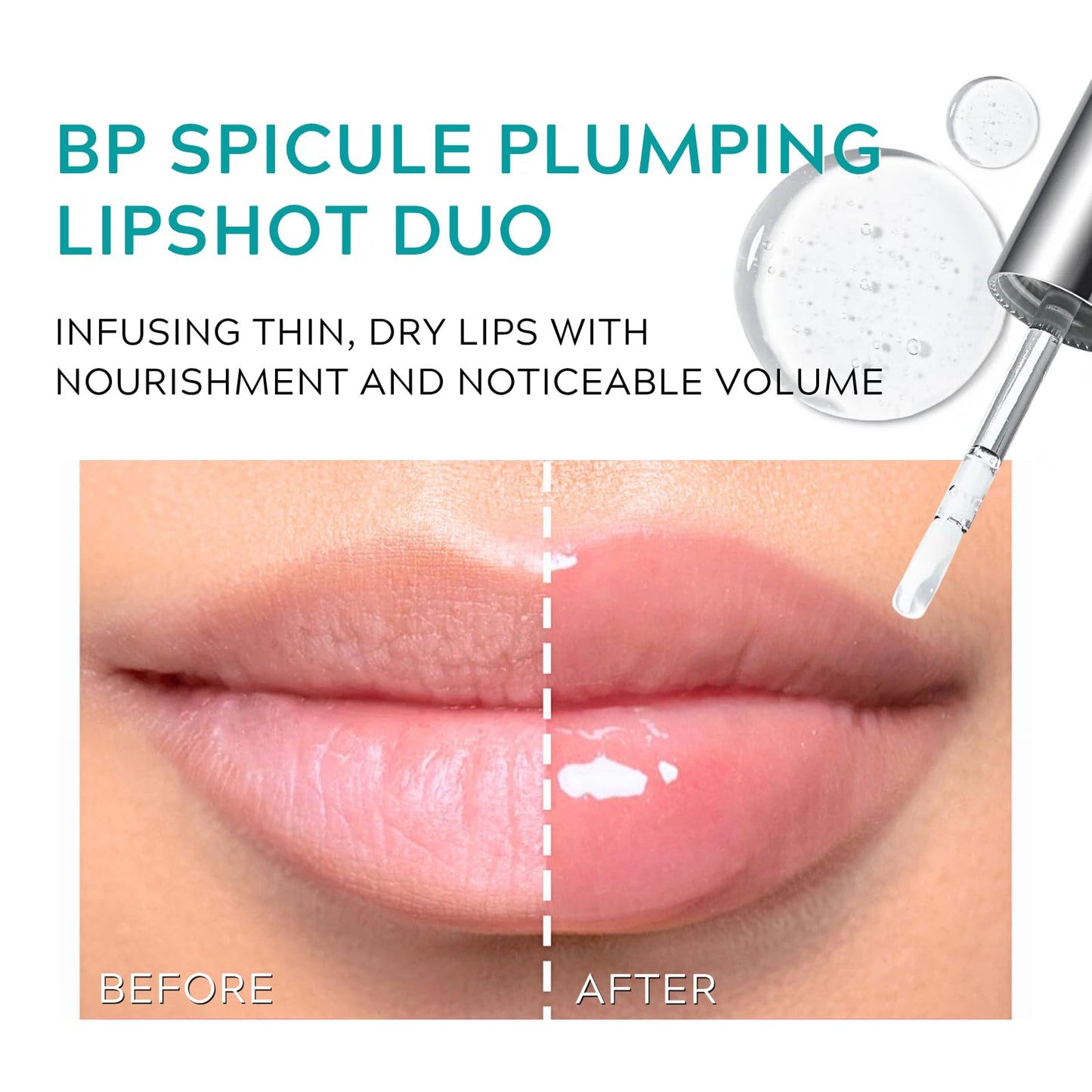 Lumiter 2PCS Spicule Lip Plumping Lip Gloss Clear, Lip Plumper Extreme, Hydrate & Volumize Lip Plumper, Plumping Lip Oil, Hyaluronic Acid & Peptides Visibly Smooth Lip Wrinkles