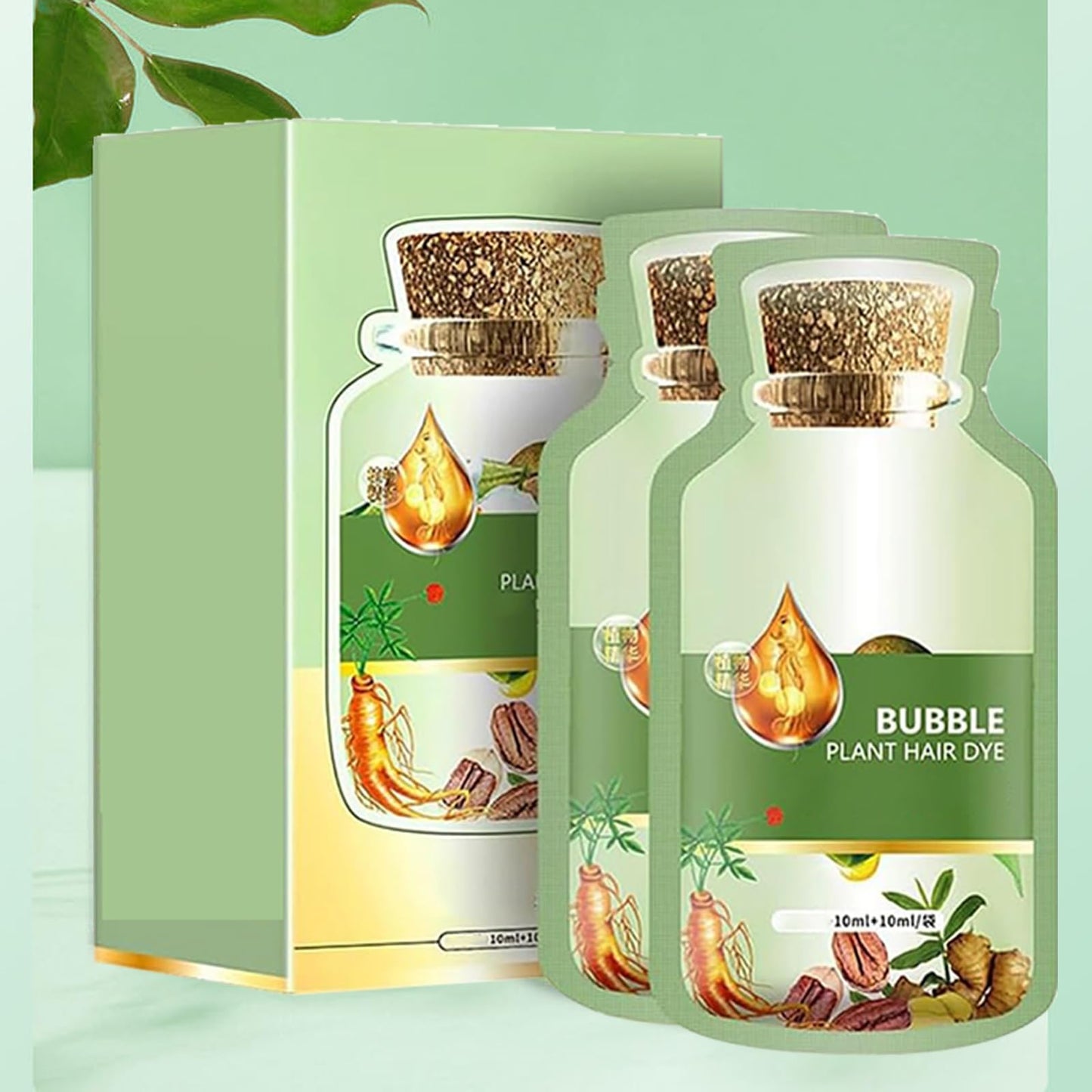 GNAUMORE Bubble Plant Hair Dye,Bubble Hair Dye,New Botanical Bubble Hair Dye,Hair Dye Shampoo,Natural Plant Hair Dye,Bubble Gentle Hair Coloring,Natural Hair Color Foam Bubble Shampoo(Chestnut brown)