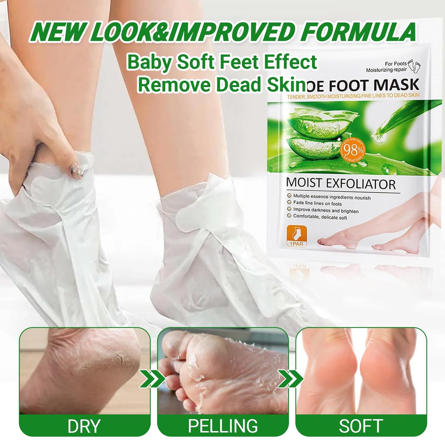 Neyeau 5 Pairs Foot Peel Mask for Hard Skin, Exfoliating Foot Peel Mask, Callus Remover, Aloe Deep Hydration, Nourishing, Repairing, for Daily Foot Care