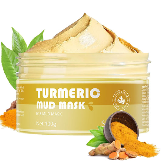 FANFALUV Turmeric Clay Mask-Organic Face Masks Skincare With Vitamin C Helps To Reduce Acne And Dark Spots,Anti-Aging,Firms Skin,Blackhead Remover,Even Out Skin Tone-Turmeric Clay Face Mask (100g)