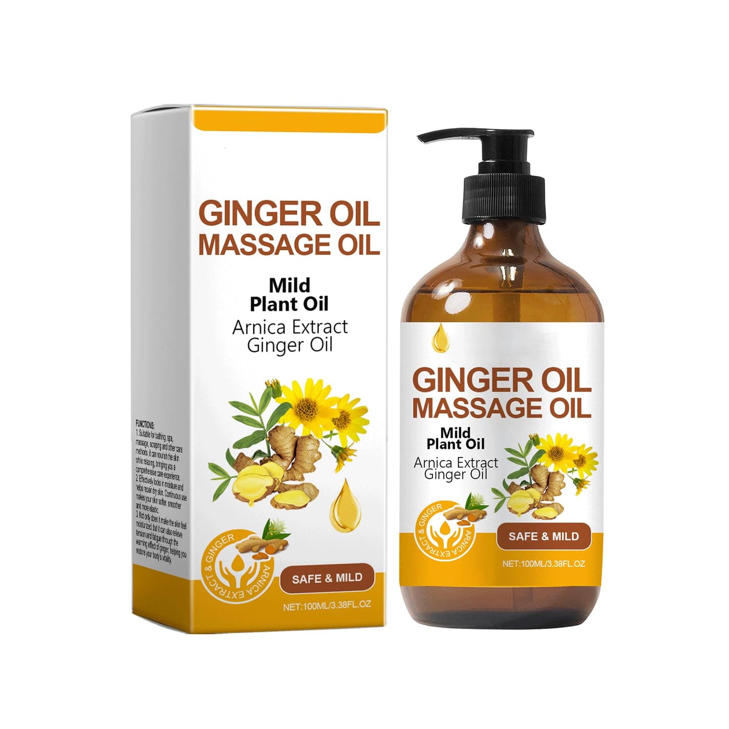Ginger Oil Massage Oil for Relaxing Joint Pain Relief, Ginger Massage Oil for Muscle Pain,Essential Oil, Plant Massage Oils
