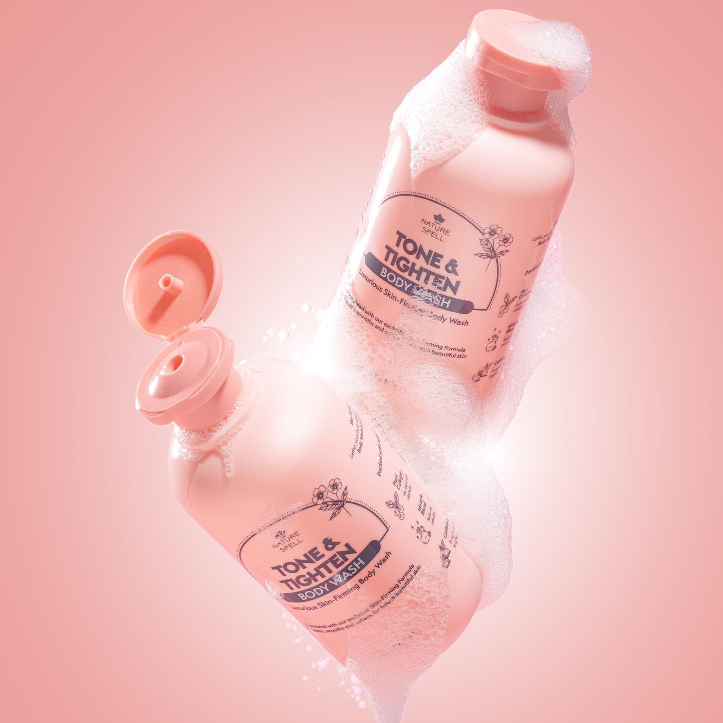 Nature Spell Tone & Tighten Body Wash 320ml - Skin-Firming Shower Gel – Hyaluronic Acid, Ginseng Extract & Plant Collagen - No SLS, 100% Vegan – Made in the UK